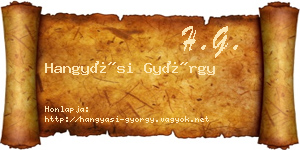 Hangyási György névjegykártya